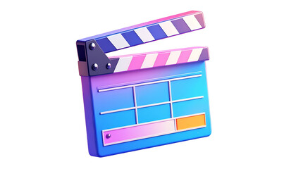 Stylized, illuminated film clapperboard against a pure black background