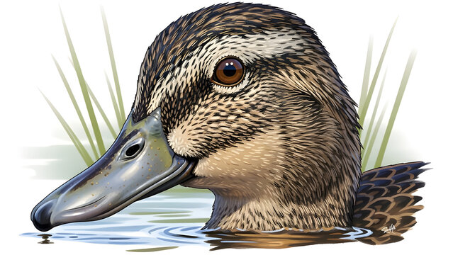 close up of female mallard duck