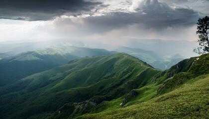 Fototapeta premium The Atmosphere When The Rainy Season On A High Hill