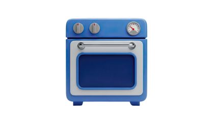 Blue Toy Oven with Silver Handle and Knobs