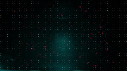 Abstract Digital Matrix Grid with Glowing Green Nebula Effect. - Powered by Adobe