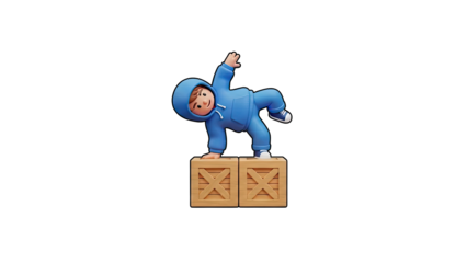 Boy in Blue Hoodie Dancing on Crates