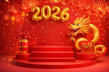Vibrant dragon celebrates 2026 Chinese New Year