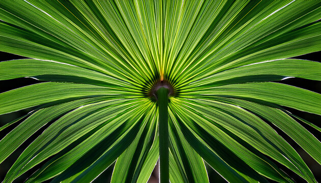 Papyrus Sedge Radial Green Leaves Natural Macro Floral Background