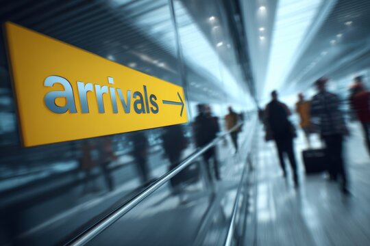 Airport arrivals hall, people walking (1)