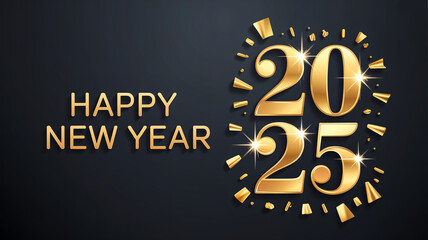 A luxurious New Year greeting card design with a dark gray background.