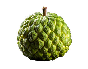 Obraz premium Green fruit with textured skin, stem, on black backdrop