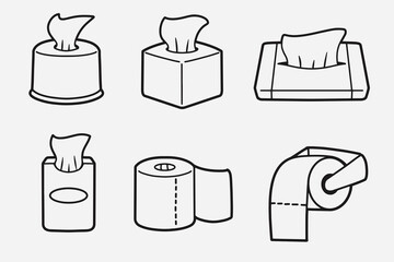 set of tissue with outline style good for icon, symbol, element design, coloring book, etc