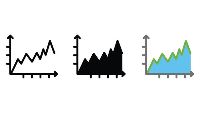 Three different chart icons representing data analysis and trends.