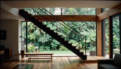 modern living room with wooden floor