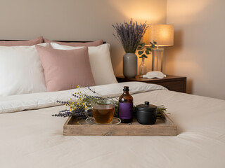 Relaxing bedtime ritual with herbal tea and sleep aids for a restful night&rsquo;s sleep, Sleep & Relaxation / Wellness Night