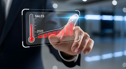Sales growth chart with thermometer