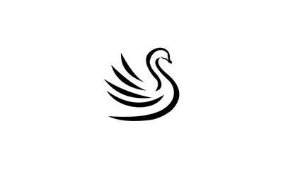 Elegant Black Swan Logo Design Minimalist Art.