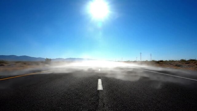 Arid Landscape Distortion heat shimmer summer A medium shot focusing on the heat shimmer distorting the view of distant, undefined