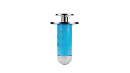 Blue Syringe with Silver Plunger and Cap