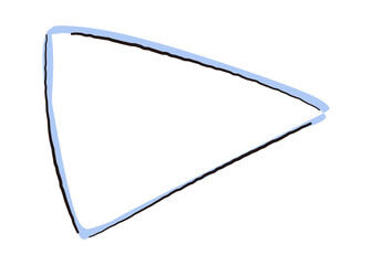 水色の三角にペンで手描きされたシンプルで可愛い吹き出しのイラスト素材