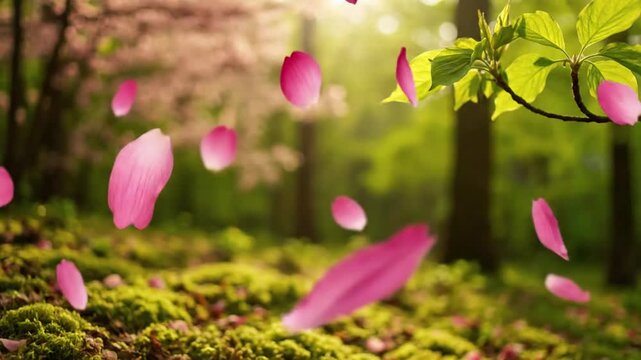 Nature's Gentle Awakening petal swirl spring Emphasize the delicate beauty and symbolic renewal associated with spring flowers and their gentle movement.