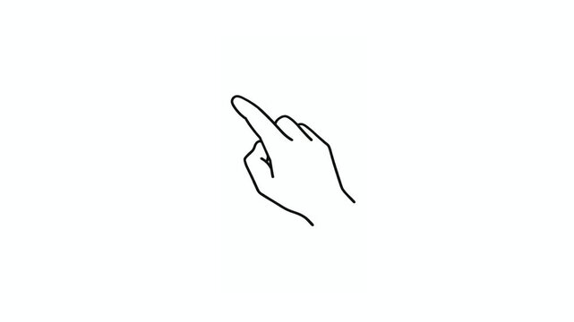 hand with finger pressing line art animation cursor