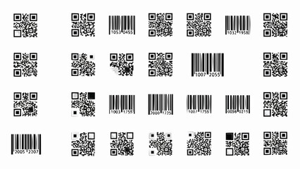 Collection of QR Codes and Barcodes for Digital Information.