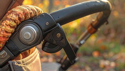Stroller Handle Detail in Autumn Light - Family Walk Accessory