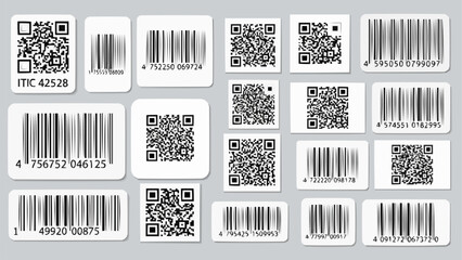 Collection of QR Codes and Barcodes for Identification and Information.