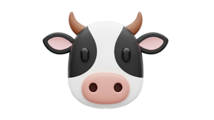Cartoon Cow Face 3D Rendering