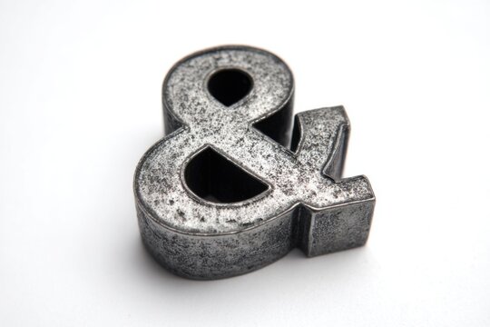Metal ampersand on white background