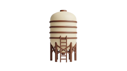 Cartoon Grain Silo with Ladder