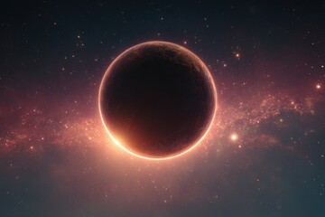 Naklejka premium Dark planet in vibrant space