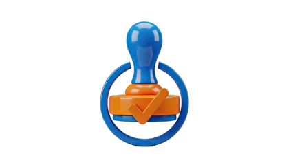 3D Stamp with Checkmark and Circle Icon