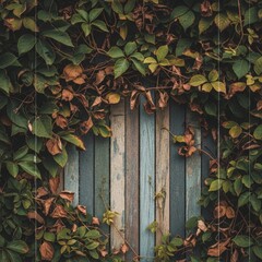 Old Blue Wooden Door with Ivy.