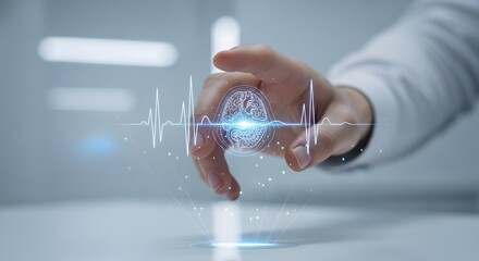 Brain scan with cardiogram overlay