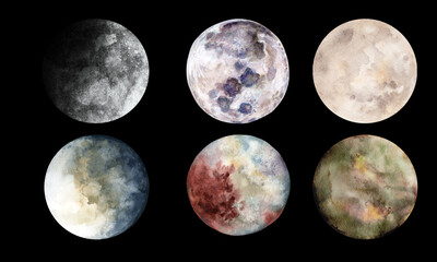 Obraz premium Mystical Full Moon Collection Transparent PNG
