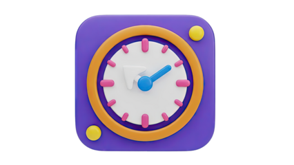 3D Icon of a Playful Clock