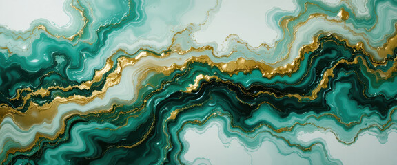 Abstract marble green marble gold texture fluid pattern mineral stone luxury background agate design modern wall art teal wave gemstone layer