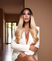 High End Glamorous Beauty Portrait with Ring Light Studio Makeup Aesthetic