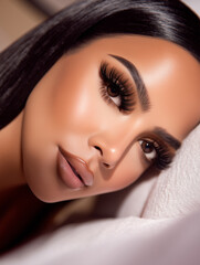 High End Glamorous Beauty Portrait with Ring Light Studio Makeup Aesthetic