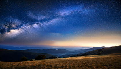 Night Sky Over A Starlit Expanse A Serene Landscape At Night Symbolizing Peace Vastness Mystery Hope And Tranquility The Evokes A Sense Of Calm And Wonder