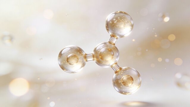 This image showcases a luxurious collagen tripeptide molecule, emphasizing its role in anti-aging skincare within the beauty biotech industry.