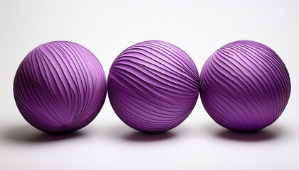 Three Textured Purple Spheres On White Background Decorative Craft Design