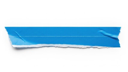 Torn Blue Tape on White Surface.
