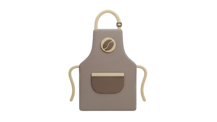 3D Rendering of a Brown and Tan Apron with Coffee Bean Emblem