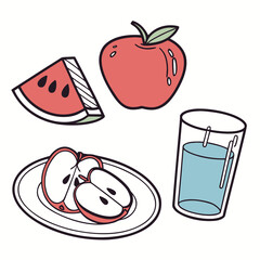 A refreshing selection of healthy fruits and a glass of water for wellness