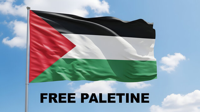 National freedom day palestine flag waving isolated 