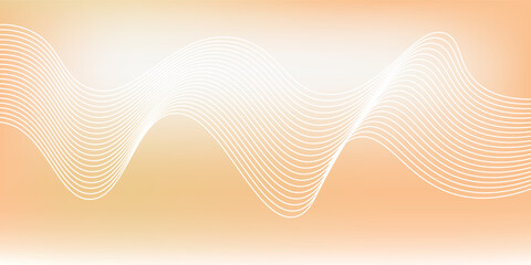 Minimal Abstract Orange Gradient Background with White Wave Lines. Modern Wavy Line Background in Warm Gradient Tone.