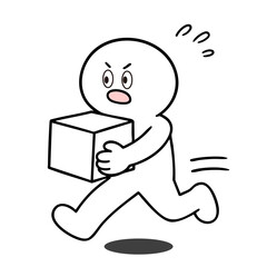 大急ぎで荷物を運ぶ棒人間