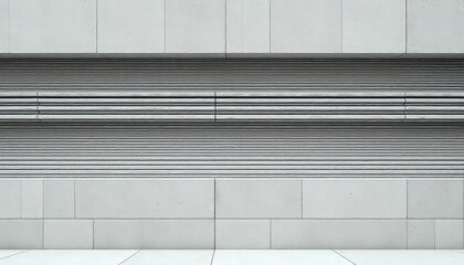 A striking minimalist architectural detail showcases parallel horizontal lines deeply recessed within a textured concrete wall, forming a captivating geometric pattern.