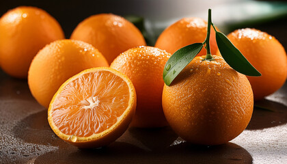 Ripe Oranges Highlighting Nutrition And Organic Diet Benefits