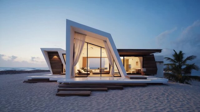 modern stylish beach villa with classy style window.ai 