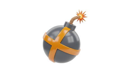 Cartoon Bomb with Lit Fuse